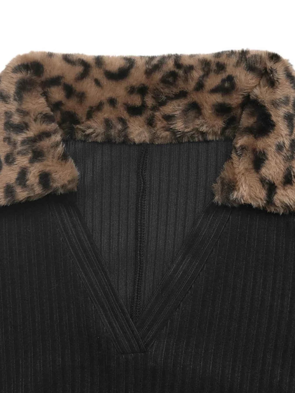 Leopard Cuff Johnny Collar Midi Dress.