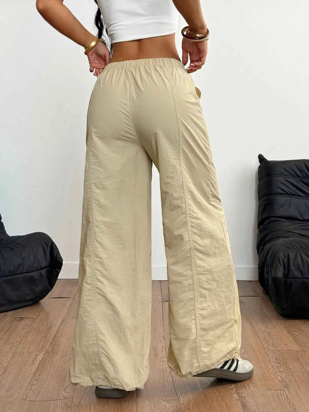 Drawstring Wide Leg Cargo Pants.