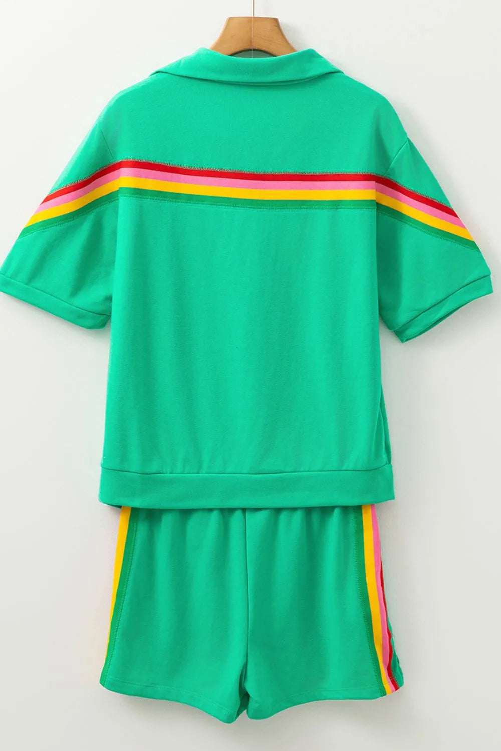 Rainbow Collared Short Sleeve Top and Shorts Set.