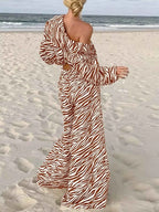 Zebra Print Relaxed Fit Two Piece Casual Matching Set