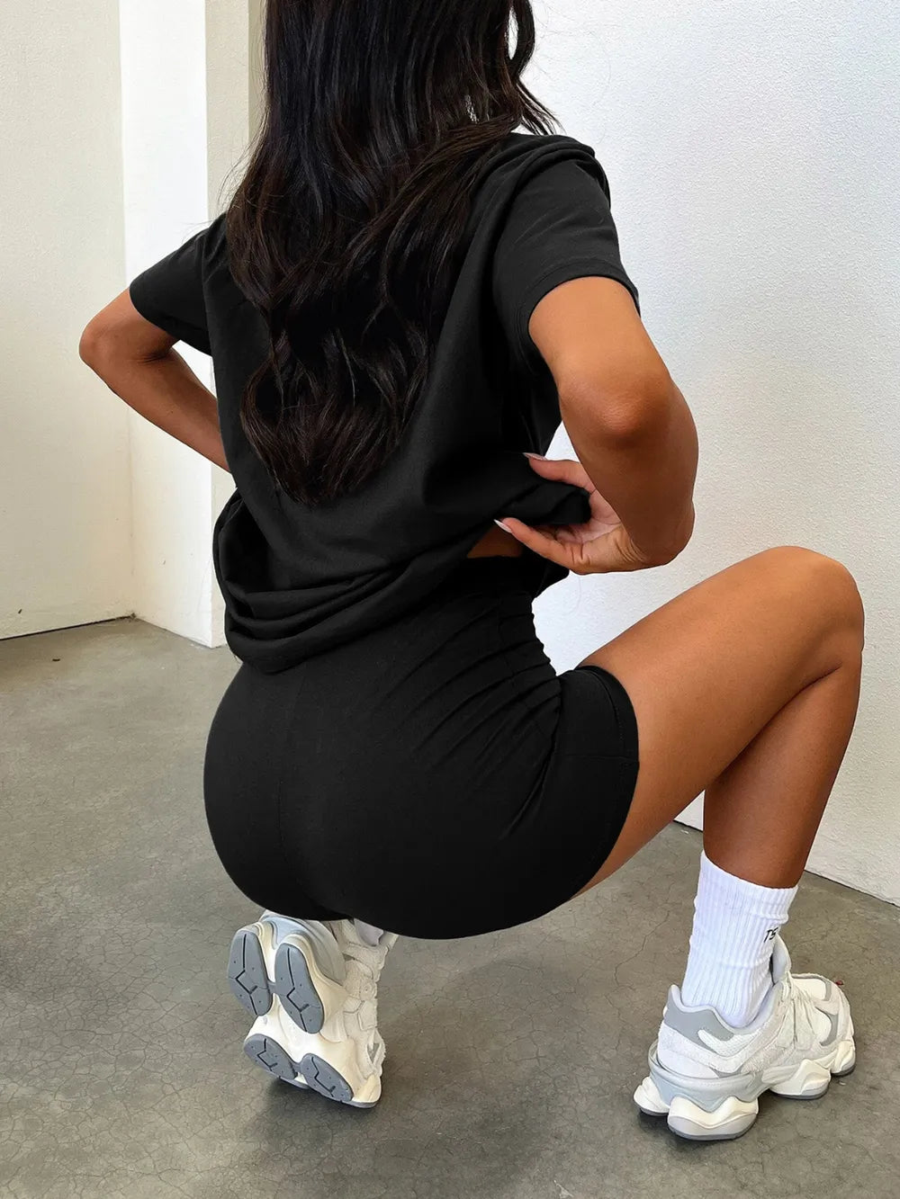 V-Neck T-Shirt and Shorts Set.