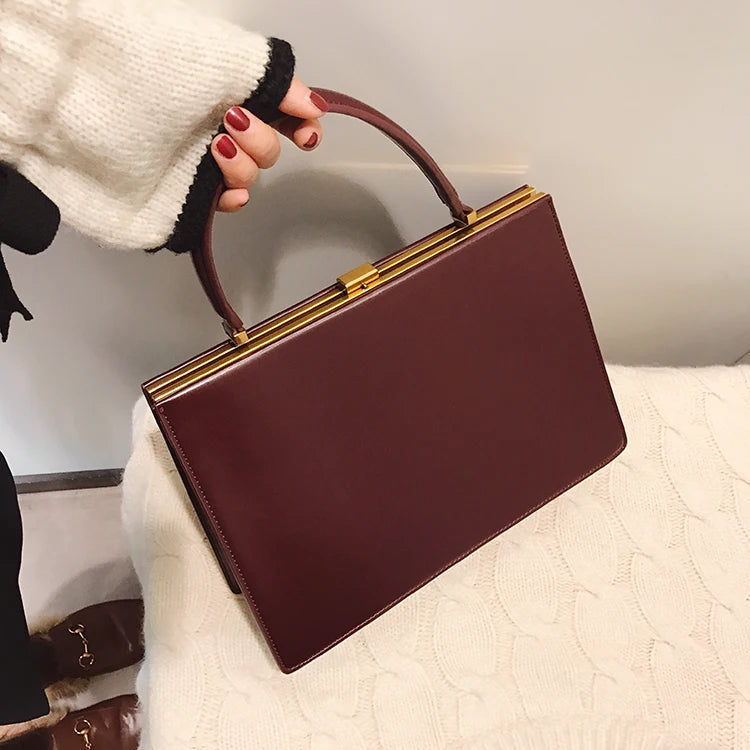 Vintage Big Clip Women Handbags Designer Casual Female Large Capacity Tote Luxury Pu Leather Handbag Ladies Fashion Purses eprolo