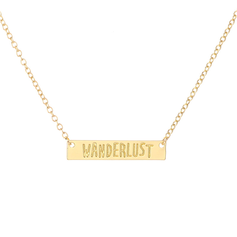 Wanderlust Pendant Necklace Jewelry Letter Pendant Simple Bar Necklace Outdoor JewelryNot All Who Wander Are Lost