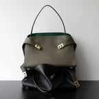 Luxury Genuine Leather Tote Bag for Women, Large Capacity, Top-Grain Cowhide, Handheld Shoulder Bag, HUG Style
