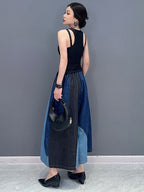 Fashion Casual Patchwork Elastic Waist Wide Leg Pants Ankle Length Pants Trendy Women Pants eprolo
