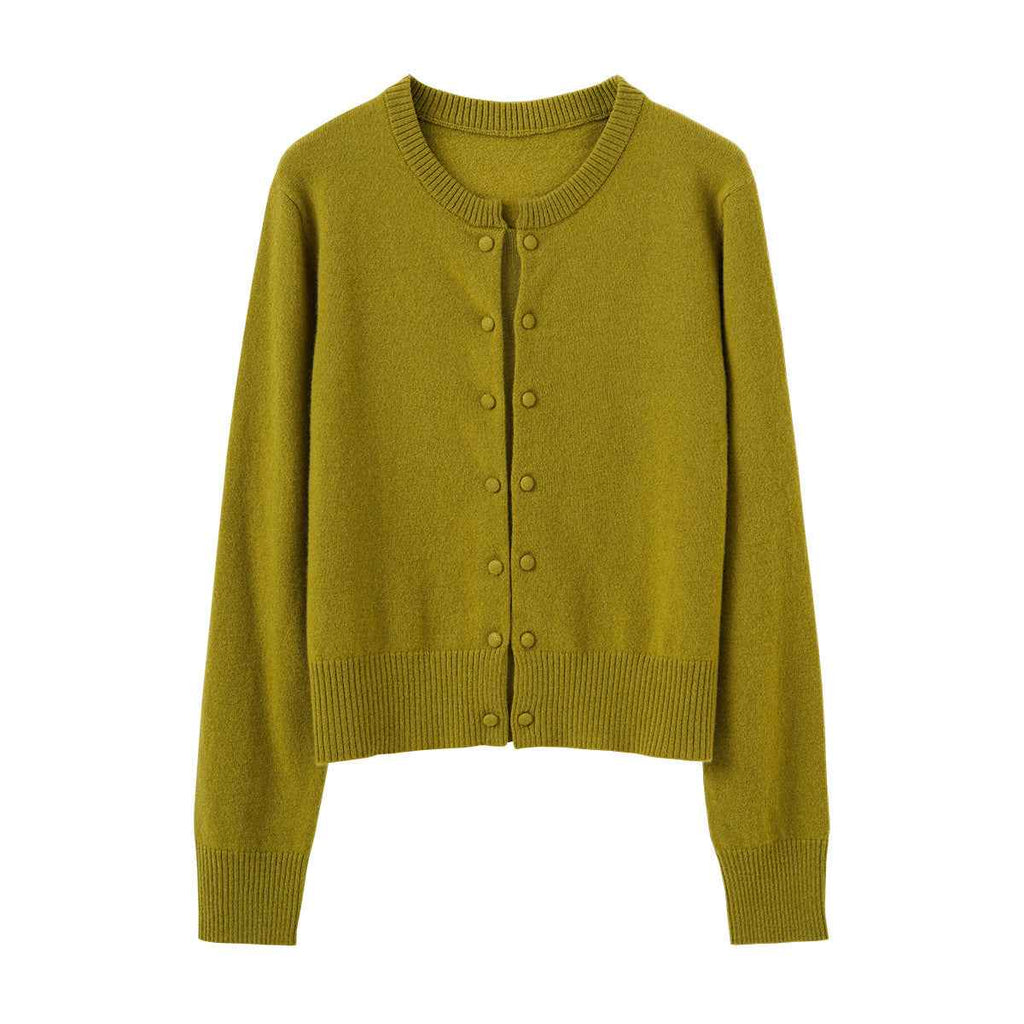 Knit Cardigan Long Sleeve Solid Color Lightweight Woolen Sweater Fashionable Casual Knitwear