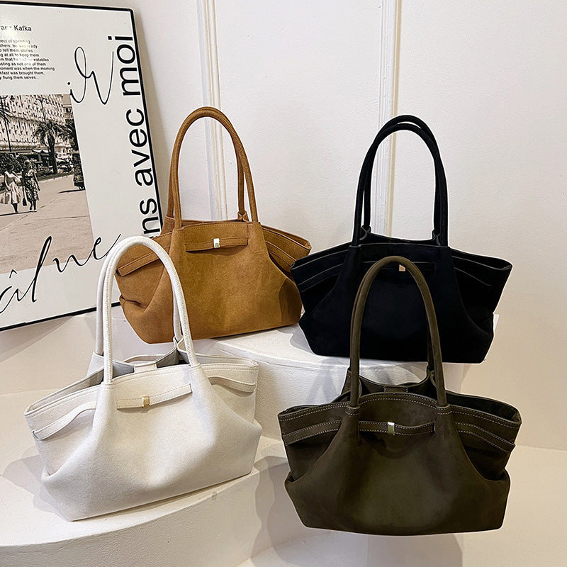 Suede tote bag for women in autumn and winter, high-end and niche design, large capacity commuting retro handbag eprolo