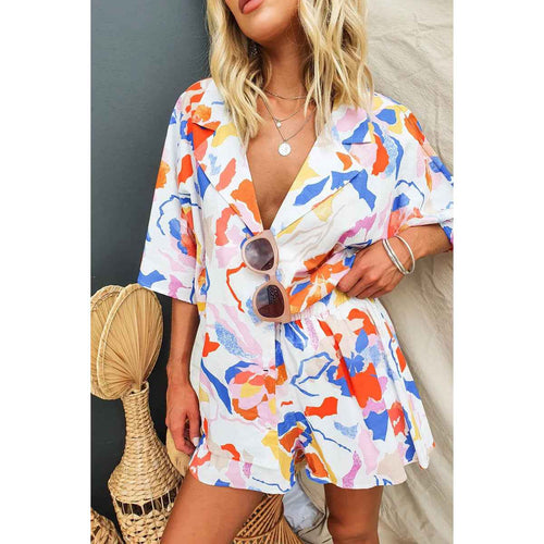 Casual Collar Loose Vacation Elastic Waist Two-Piece Set