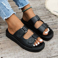 Thick bottomed flat and casual one line drag Velcro beach cooldown