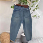 Women Summer Thin Large Size Pear Shape Slimming High Waist Elastic Nine-Point Trousers