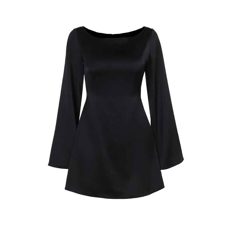 Waist tied satin elegant and casual slim fit short skirt with wrapped buttocks