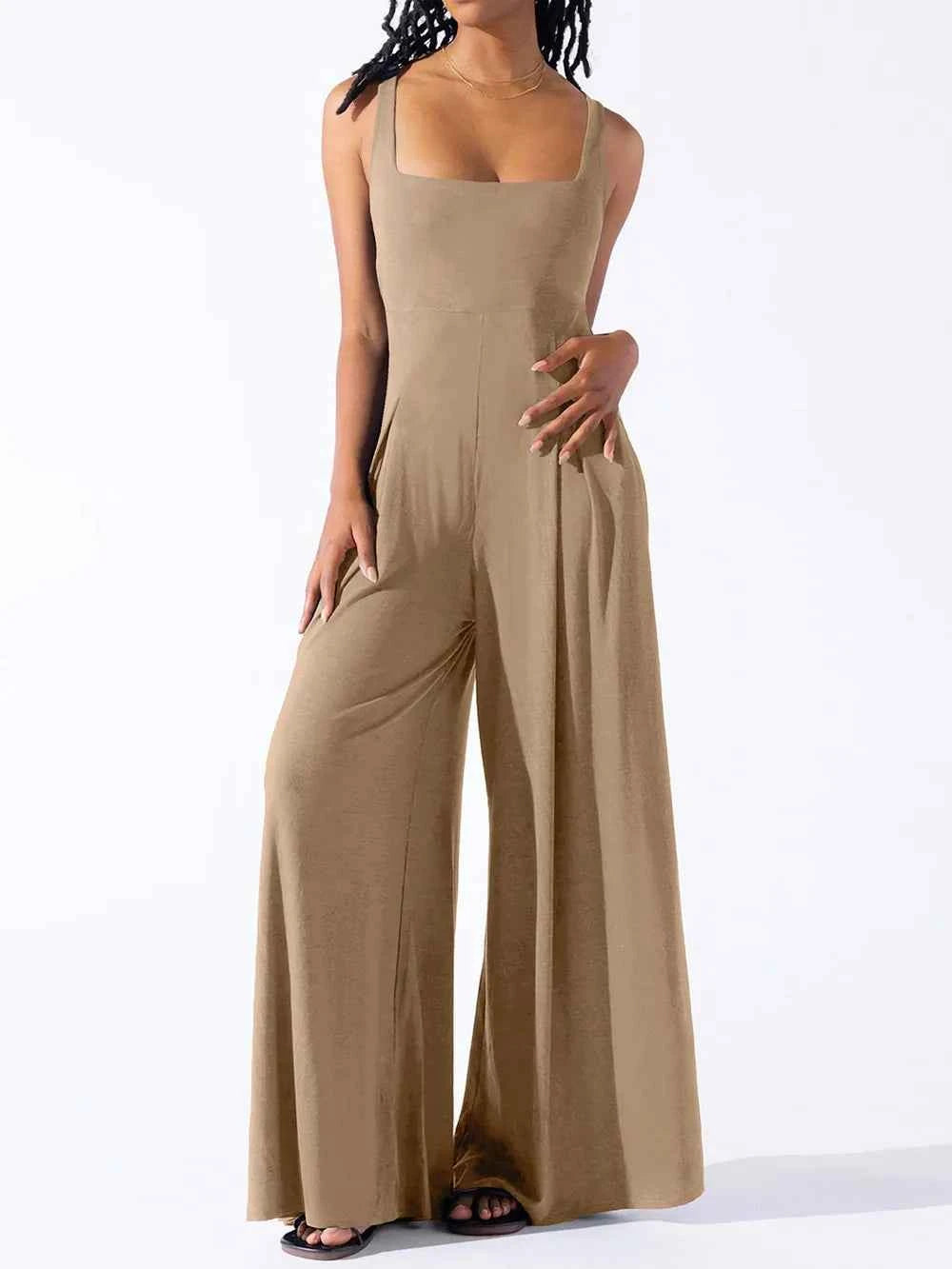 Square Neck Wide Strap Jumpsuit