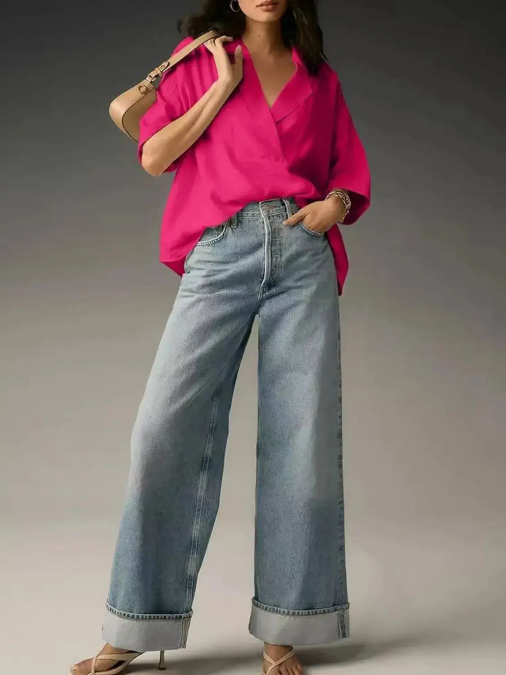 Collared Neck Half Sleeve Blouse.