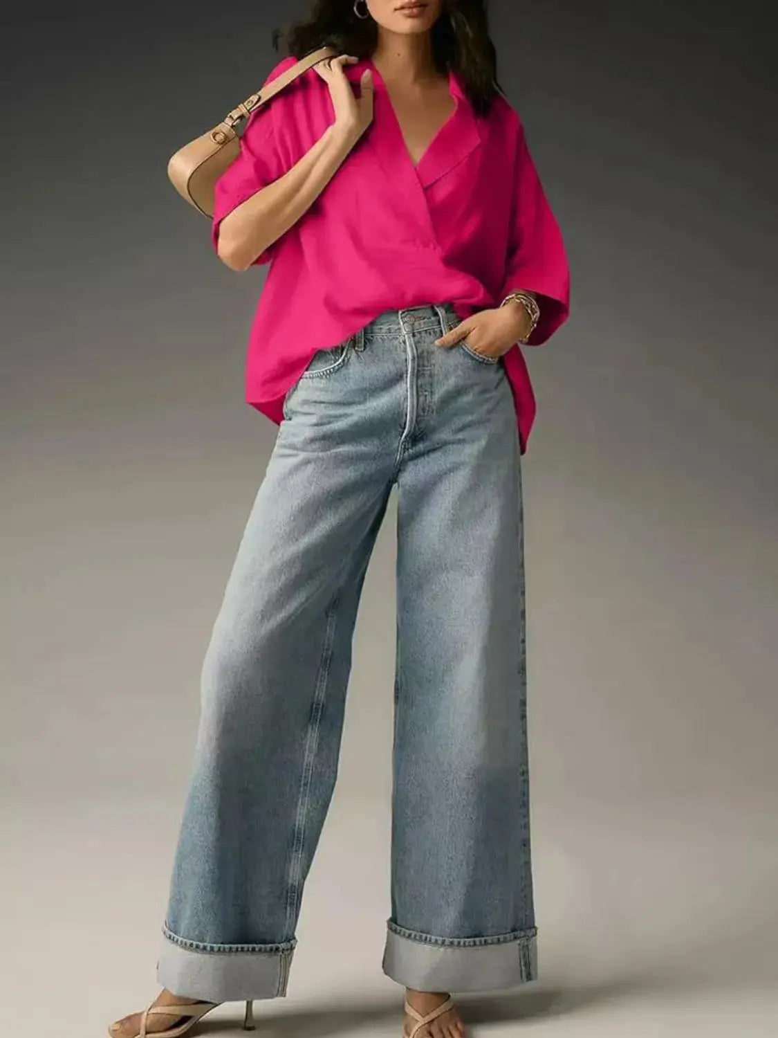 Collared Neck Half Sleeve Blouse.