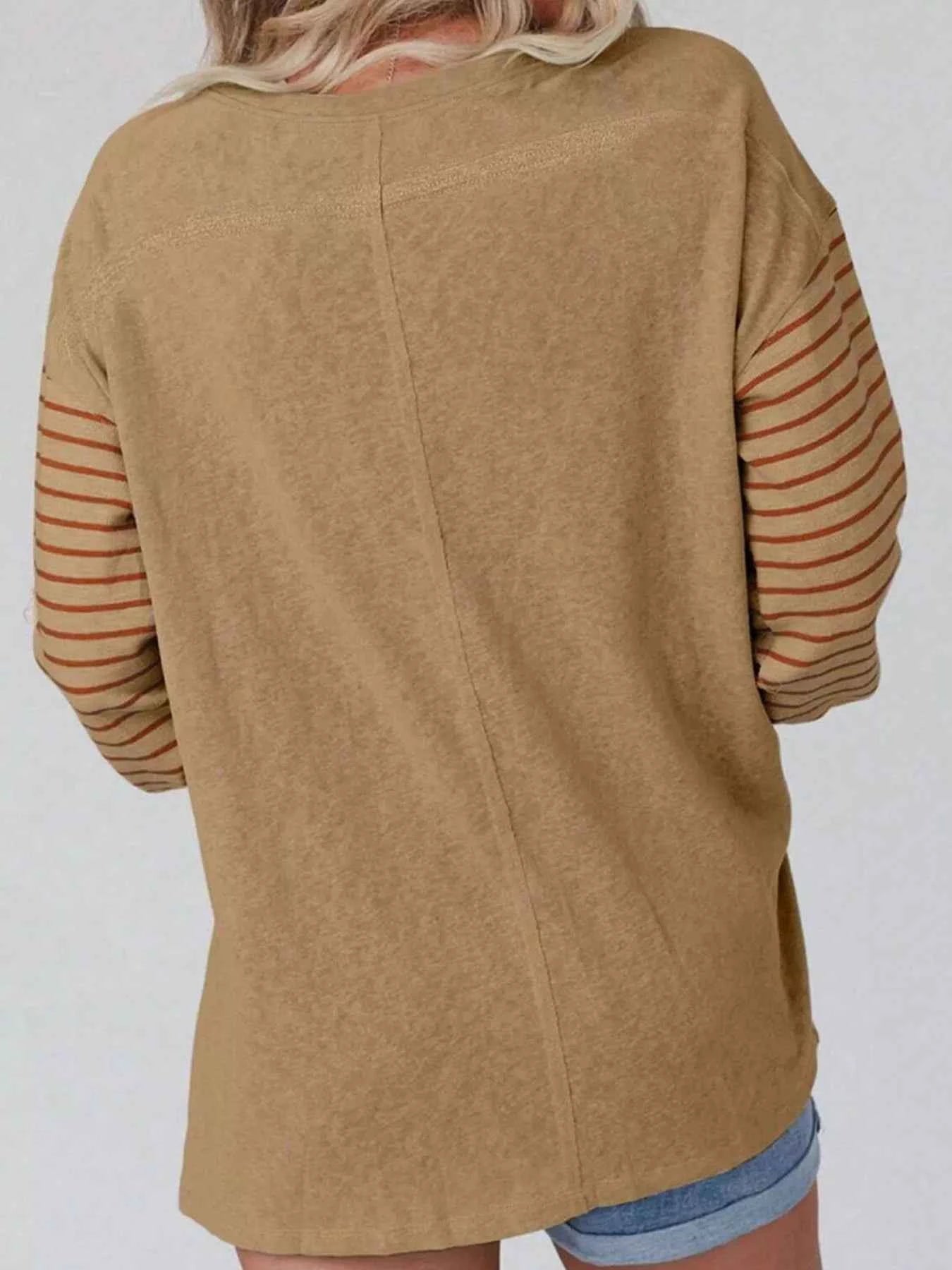 Striped Color Block Long Sleeve T-Shirt