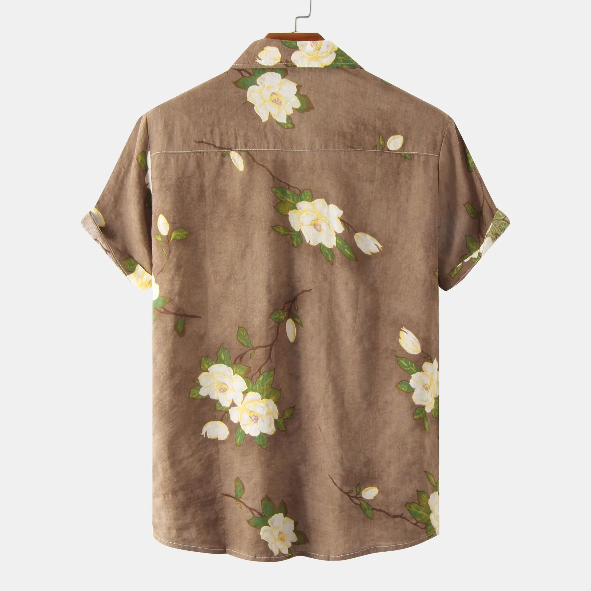 Men's Plus Size Floral Print Short Sleeve Button Down Shirt.