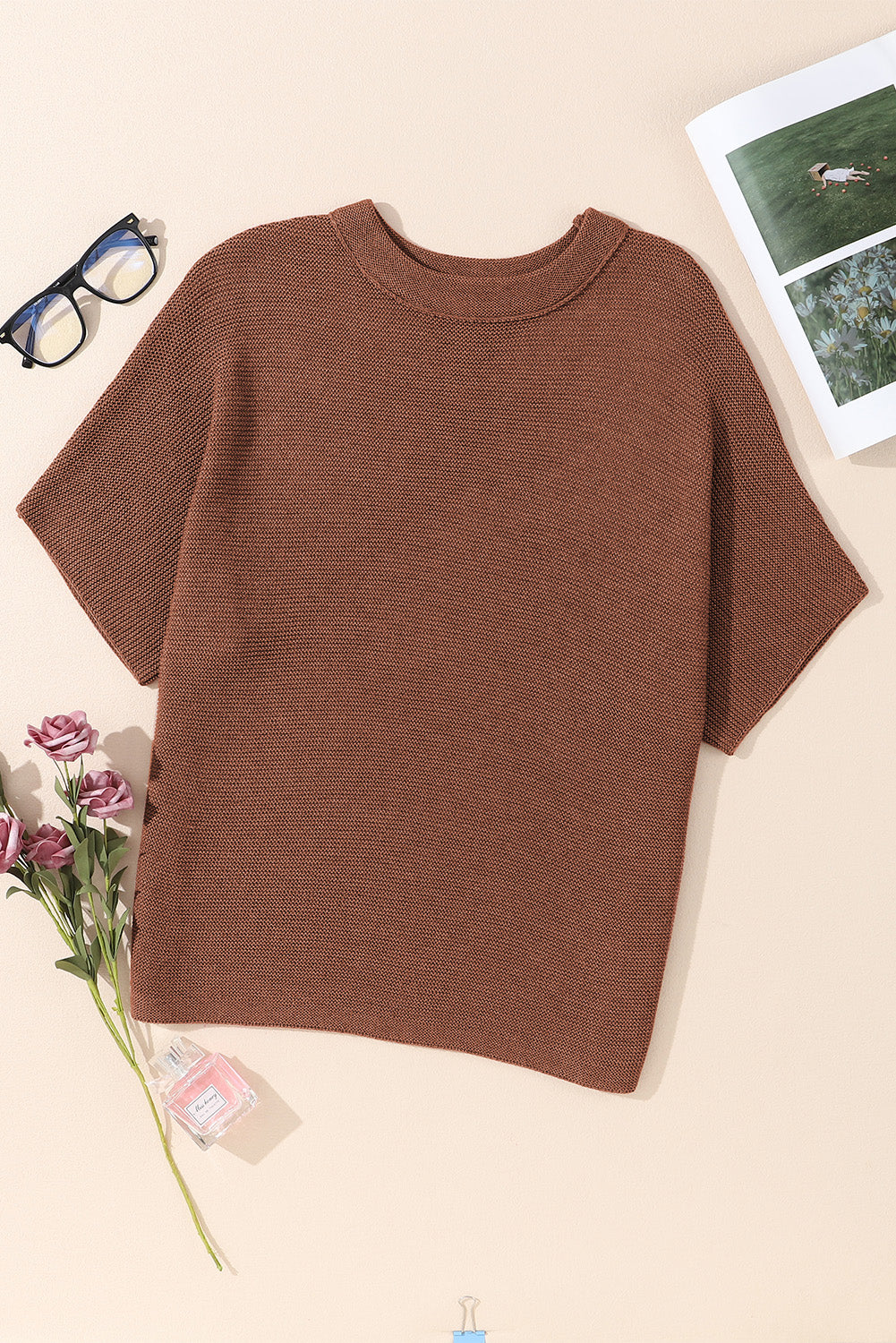 Coffee High Neck Short Bat Sleeve Sweater Dear-Lover Dropshipping