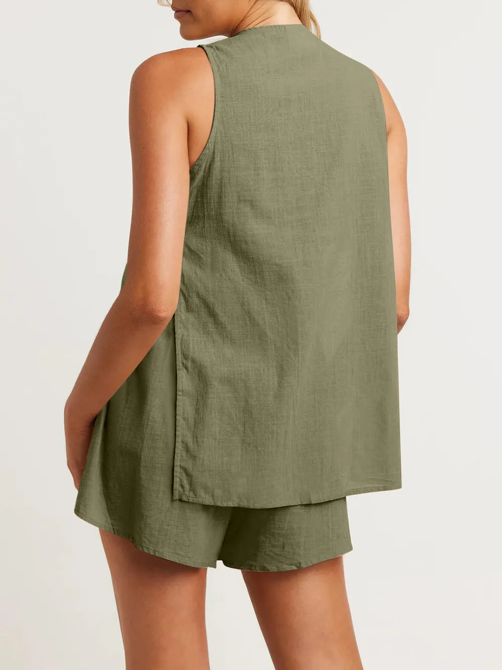 Full Size Button Up Top and Shorts Set.