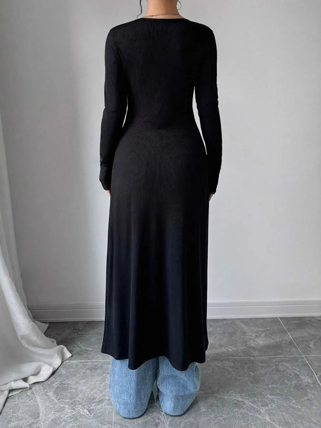 V-Neck Button-Front Longline Cardigan.