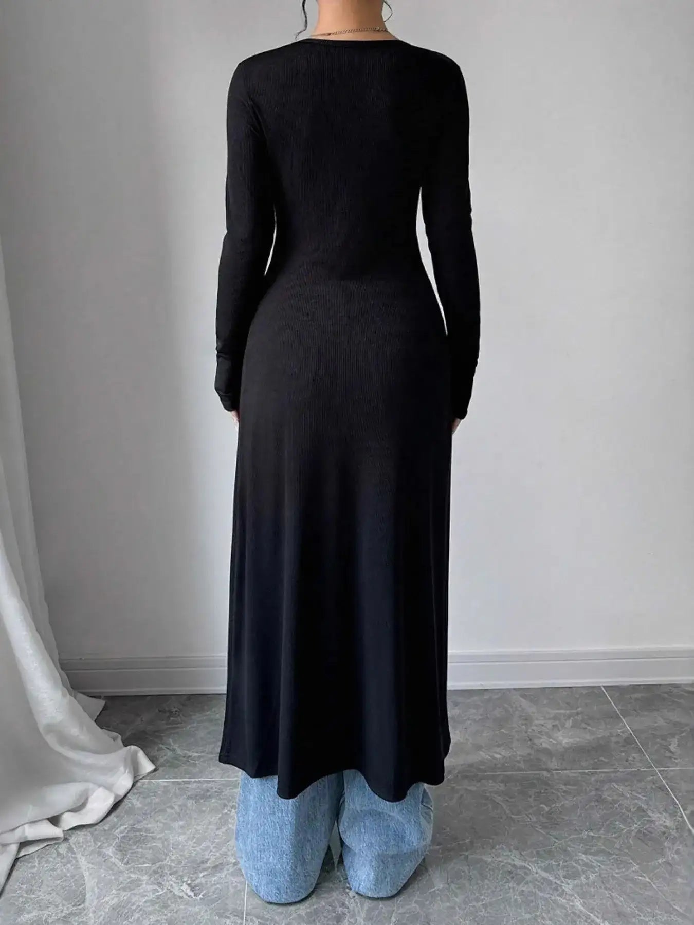 V-Neck Button-Front Longline Cardigan.