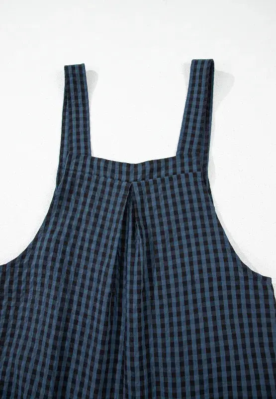 Plaid Wide Strap Wide Leg Overalls.