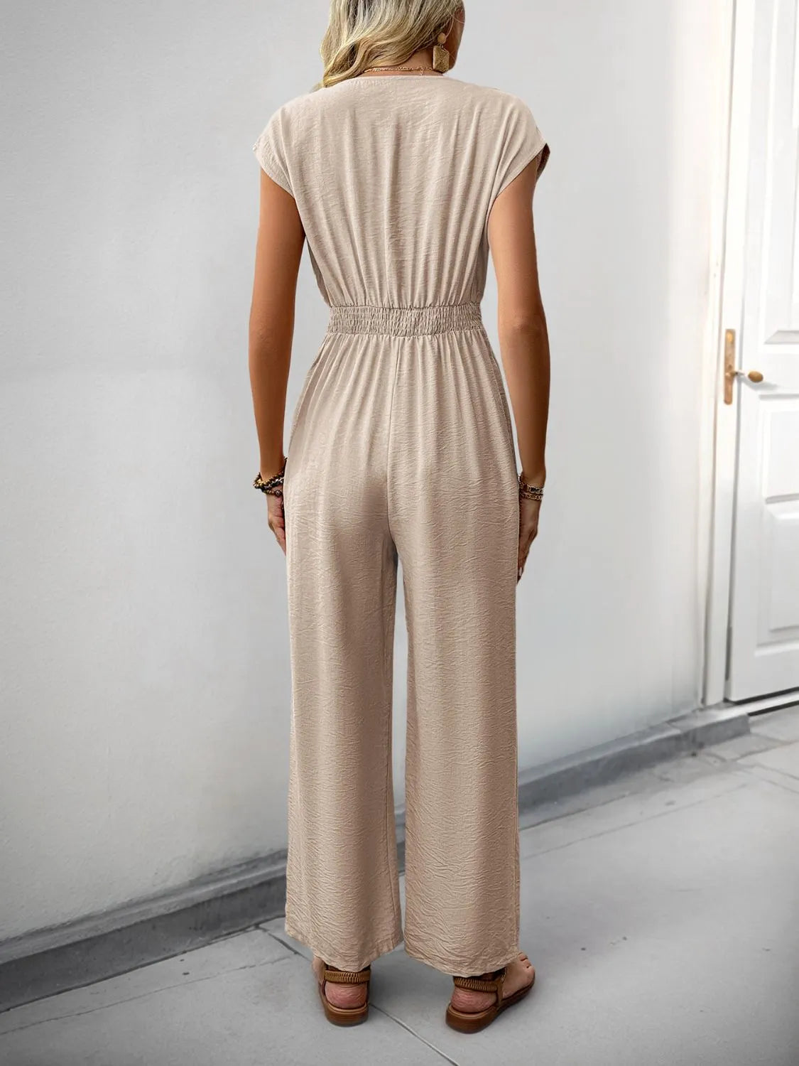 V-Neck Wide Leg Jumpsuit.