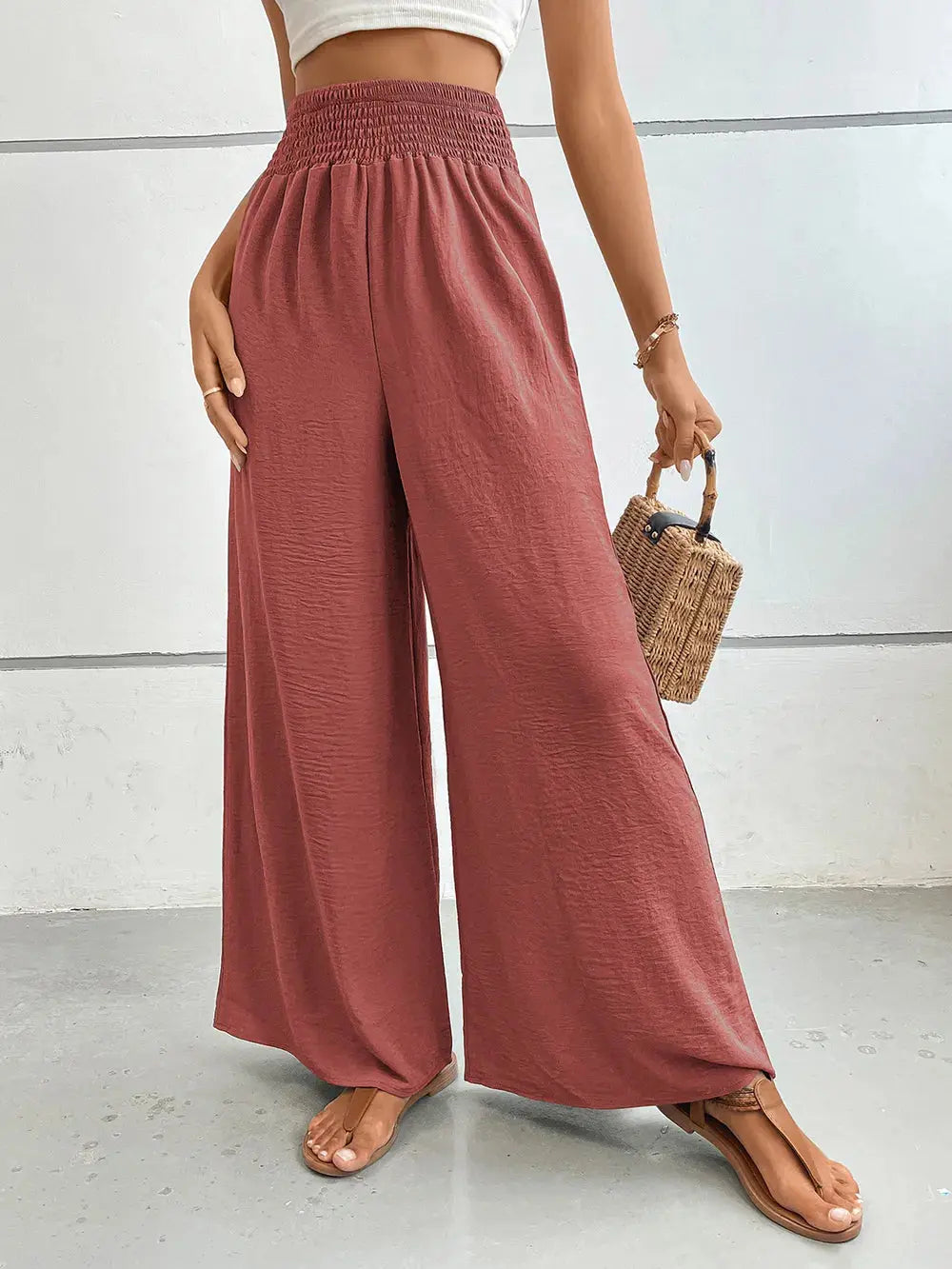 Perfee Wide Leg Pants with Pockets - CHIC TB