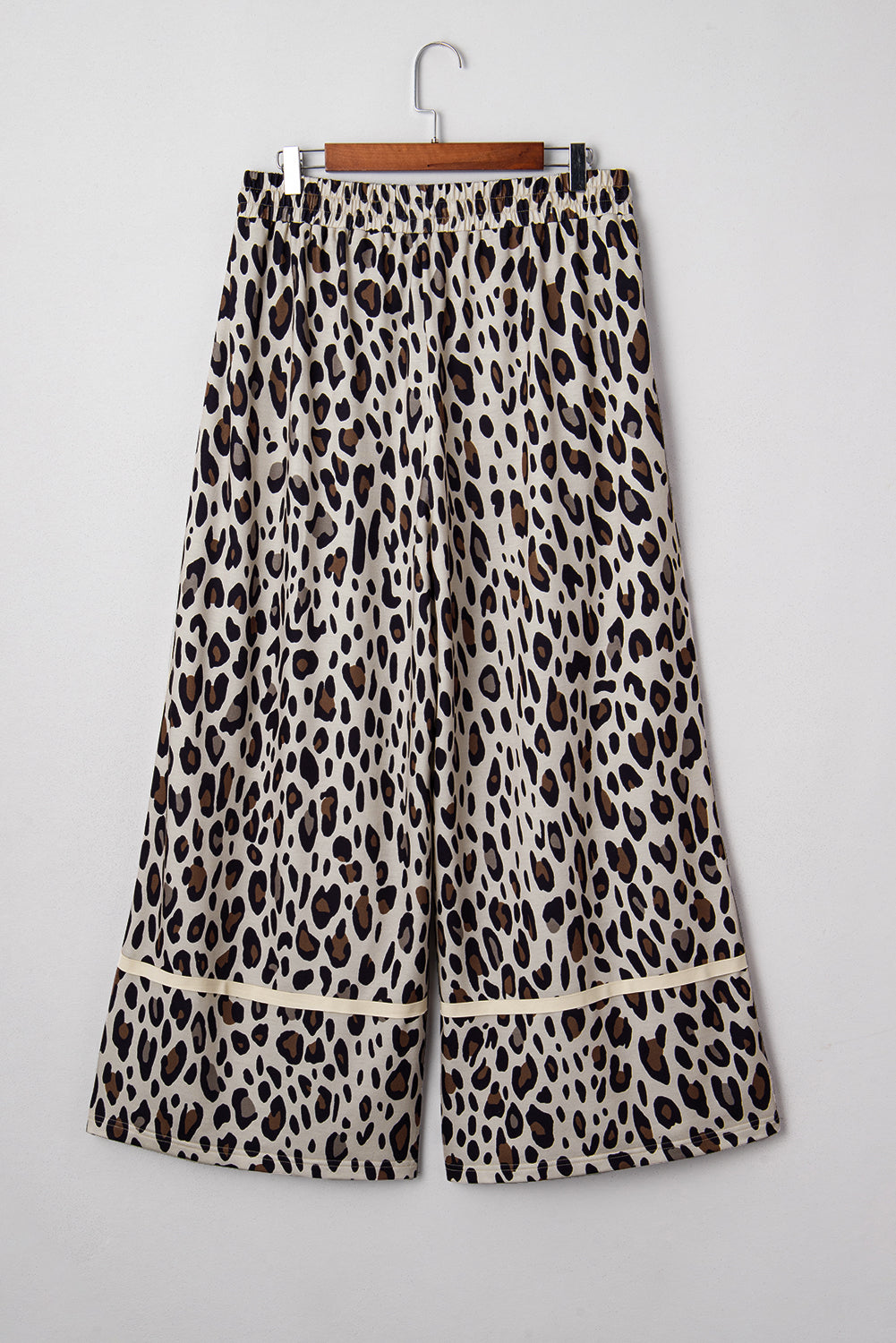 Khaki Exposed Seam Patched Pocket Plus Size Drawstring Leopard Wide Leg Pants Dear-Lover Dropshipping