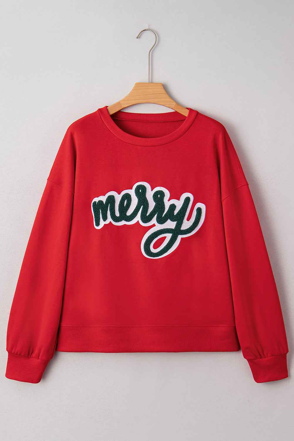 Fiery Red Merry Script Holiday Christmas Graphic Sweatshirt