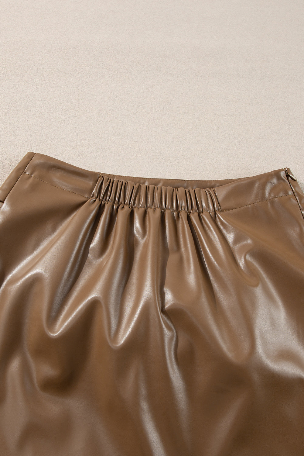 Coffee Bowknot Faux Leather Mini Skirt Dear-Lover Dropshipping