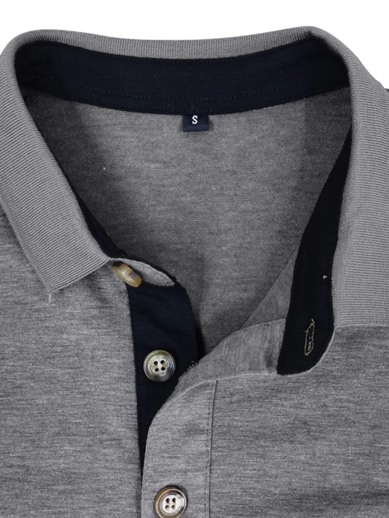 Men's Full Size Long Sleeve Pocket Polo Shirt Plus Size.