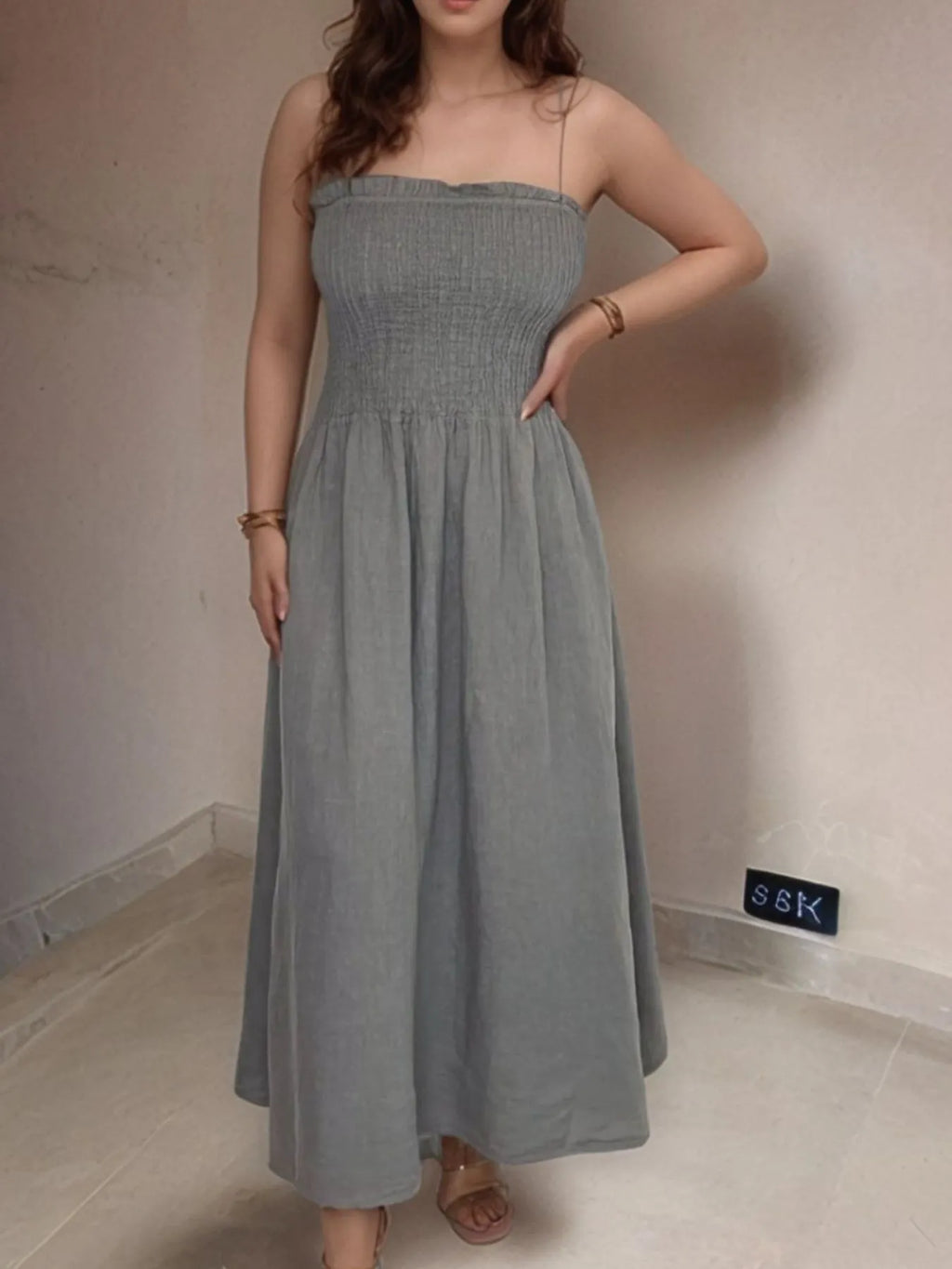 Full Size Smocked Cami Dress and Jacket Set Plus Size.