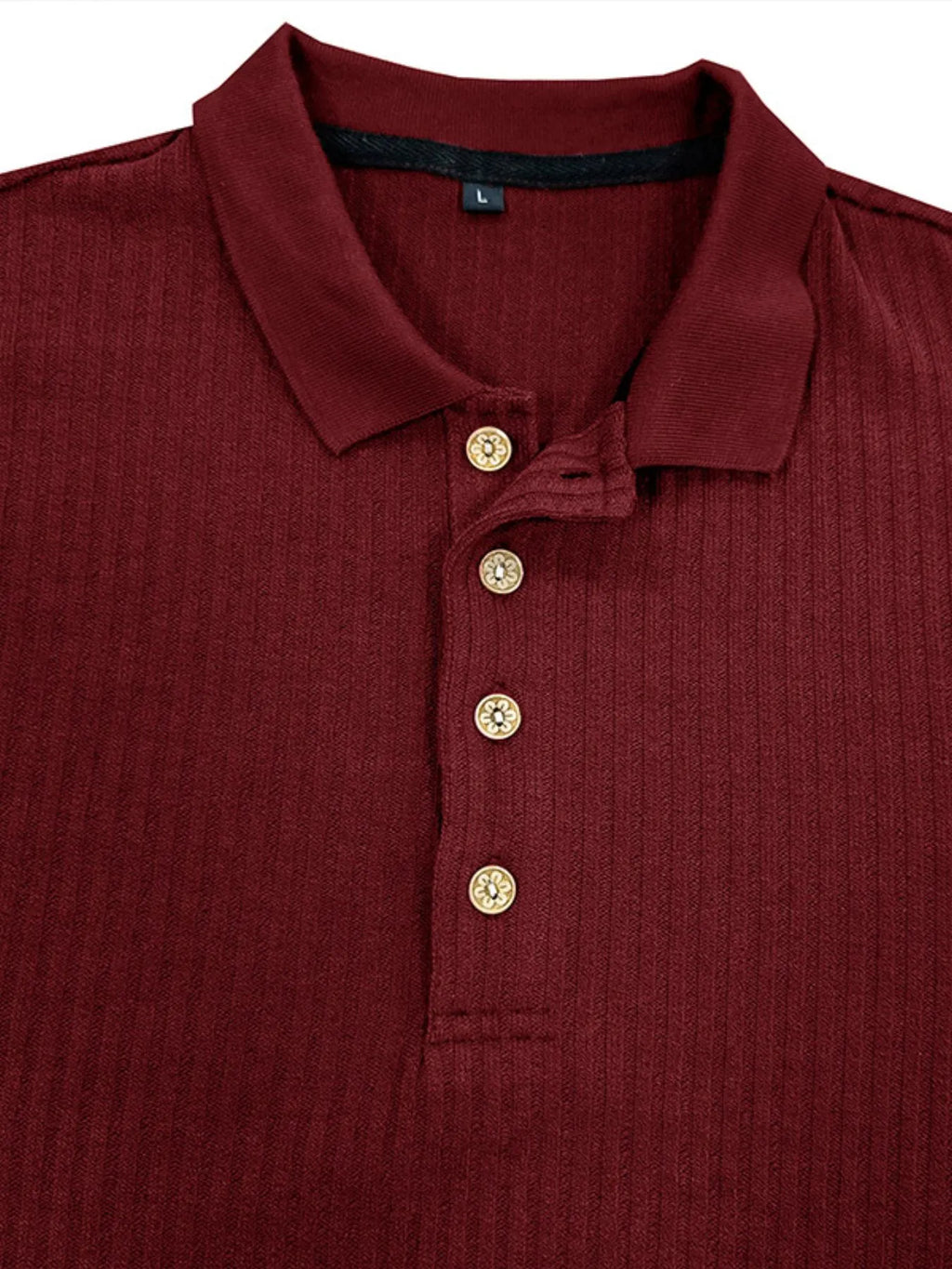 Men's Ribbed Knit Long Sleeve Polo.