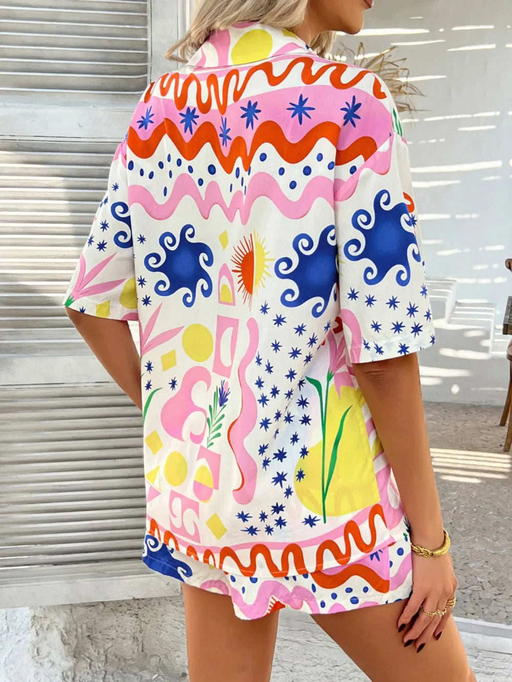 Buttoned Shirt and Shorts Set - CHIC TB