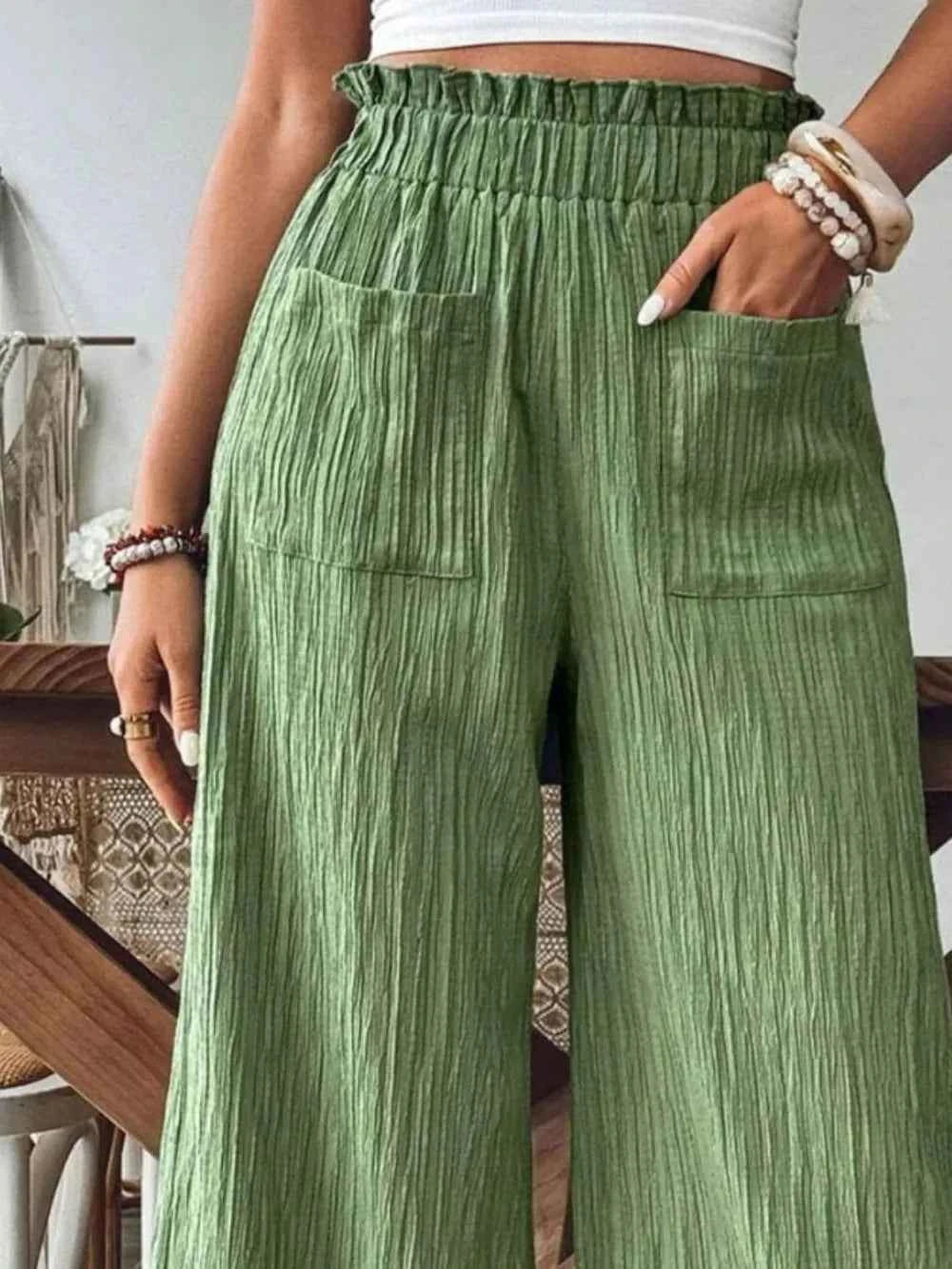 Frill Wide Leg Pants.