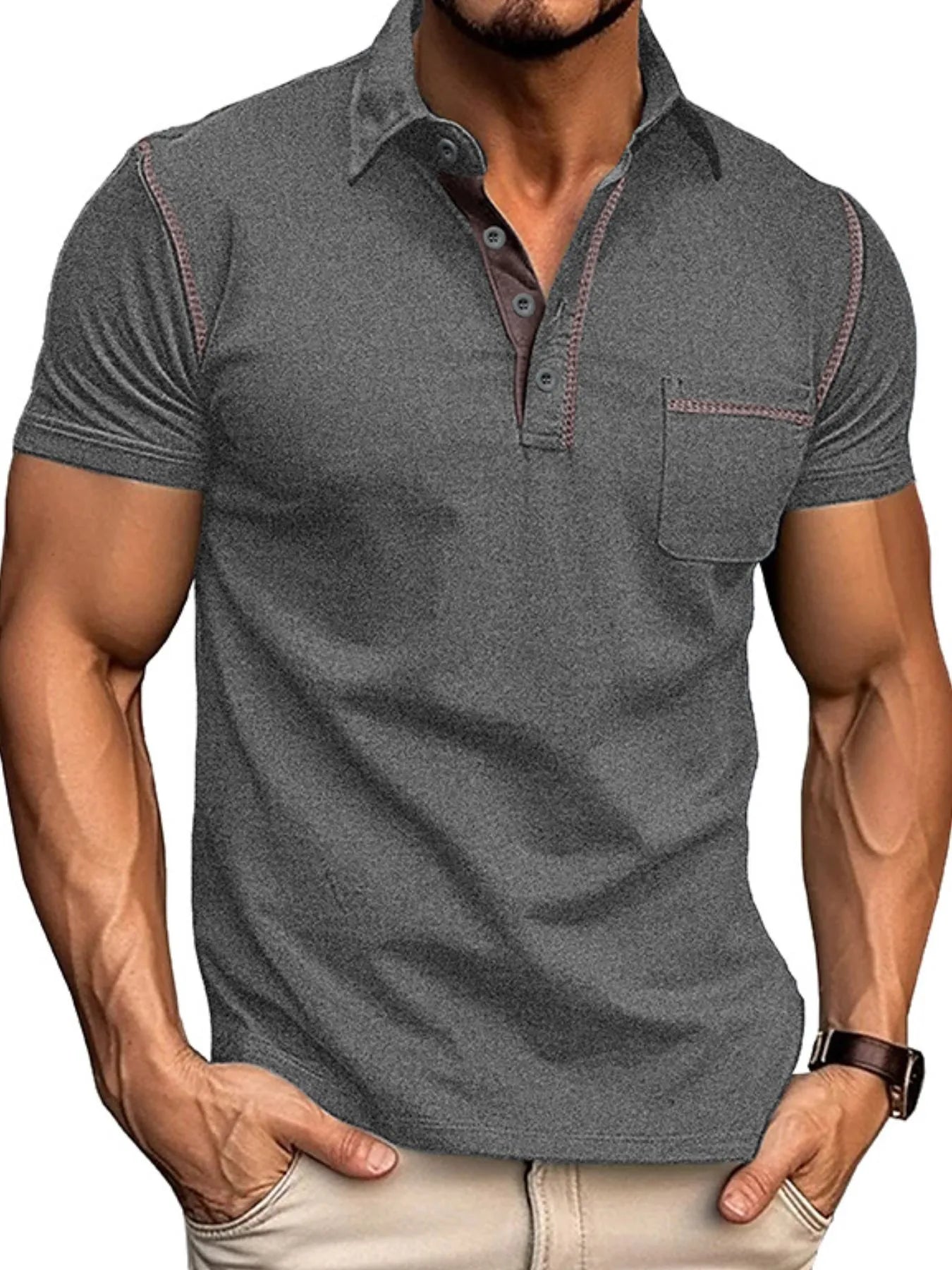 Men's Classic Polo Shirt with Contrast Stitching.