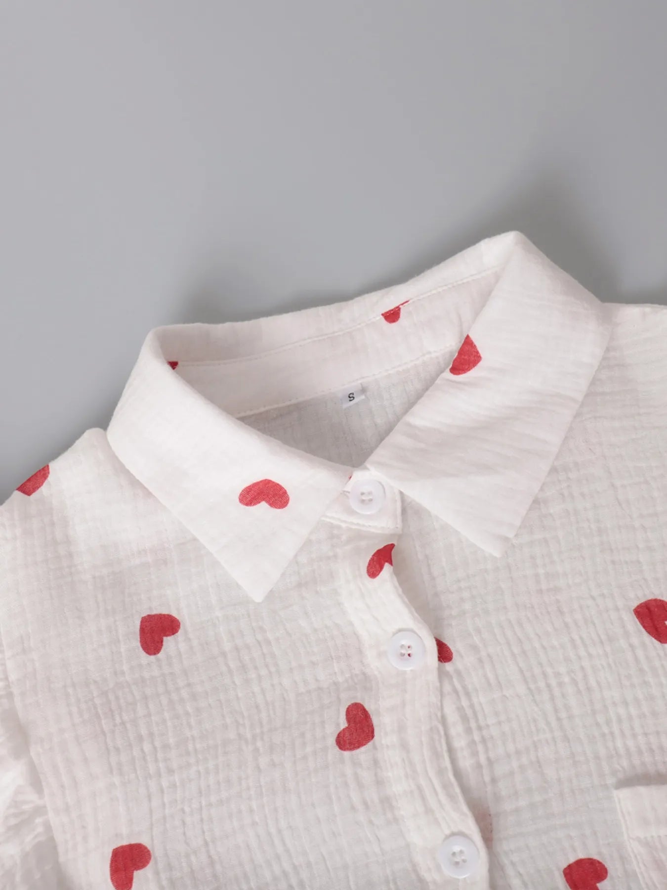 Colorful Heart Print Shirt and Shorts Set.