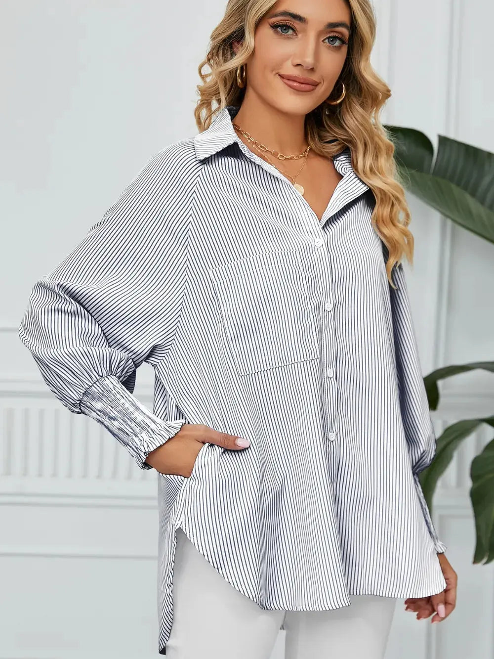 Striped Long Sleeve Shirt for women.