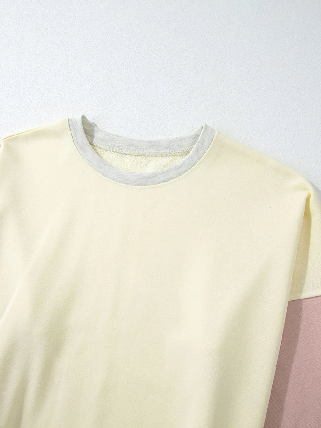 Color Block Round Neck Top and Pants Set.