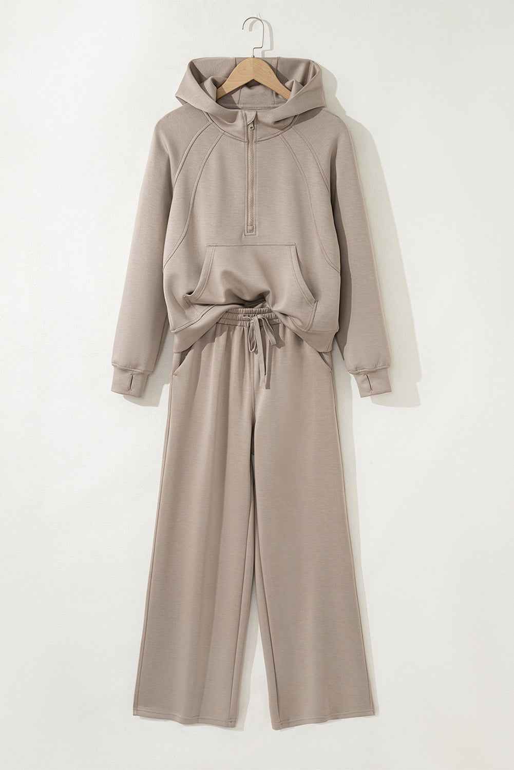 Jet Stream Half Zip Thumbhole Sleeve Hoodie Active Pants 2pcs Outfit