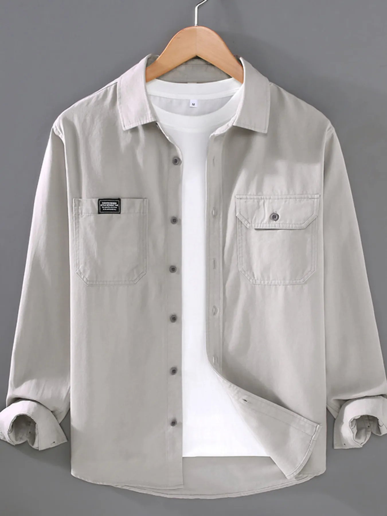 Men's Plus Size Button Up Long Sleeve Shirt.