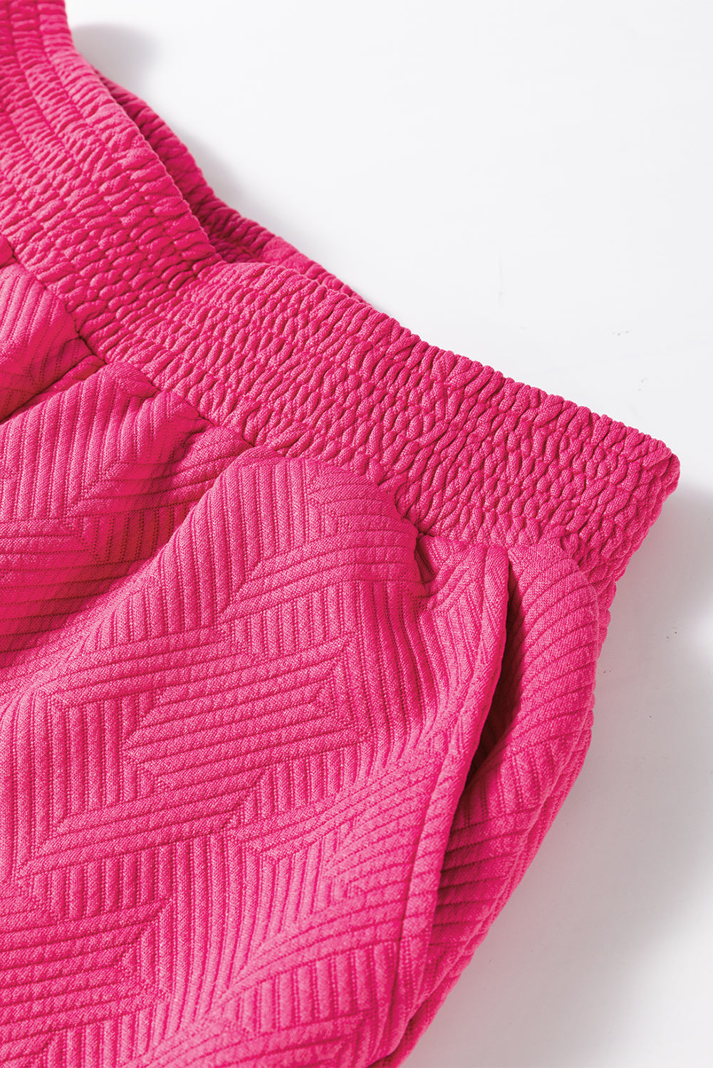 Rose Red Textured Puff Sleeve Top and Pants Set Dear-Lover Dropshipping