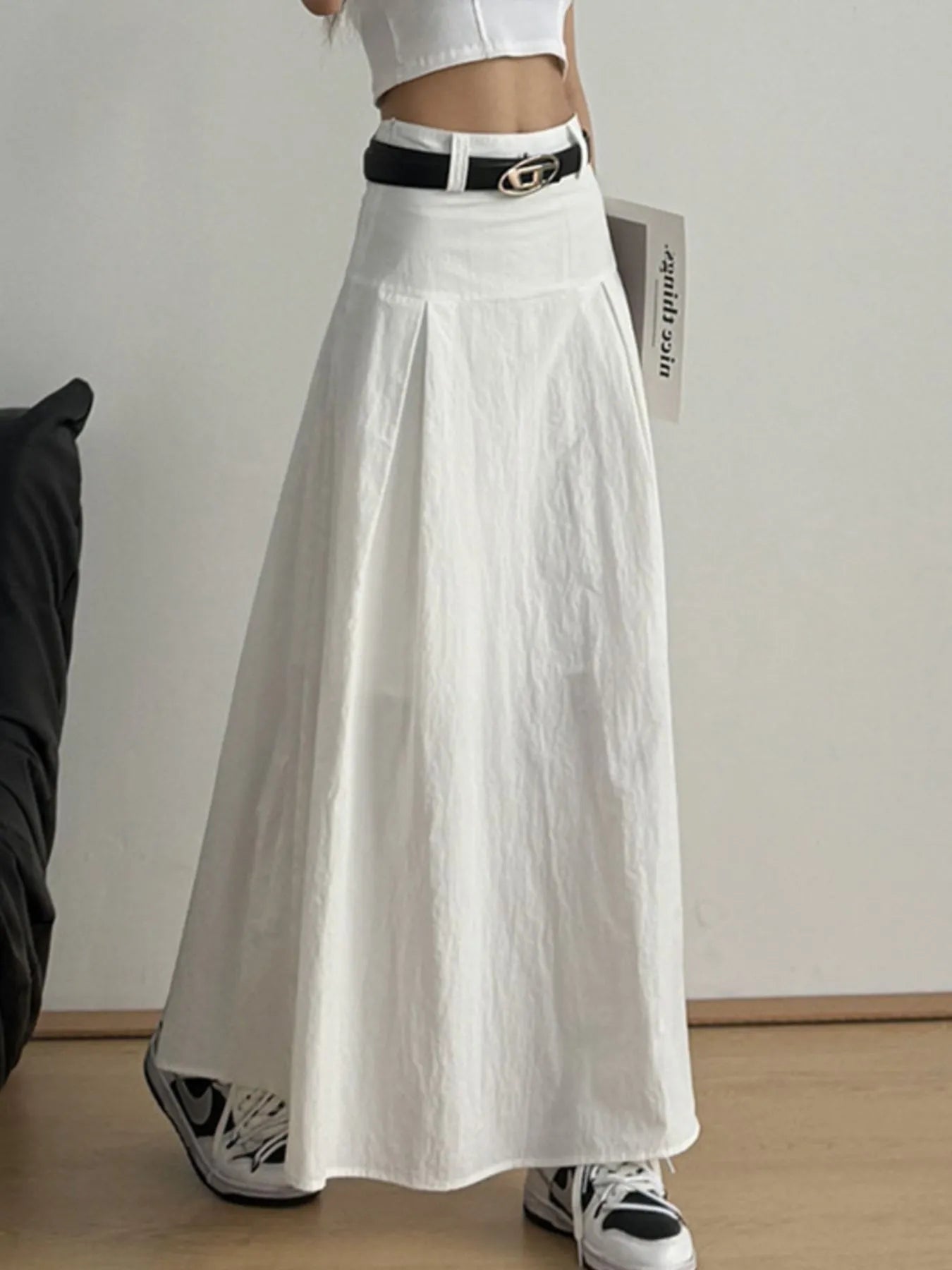 High Waist A-Line Maxi women Skirt.