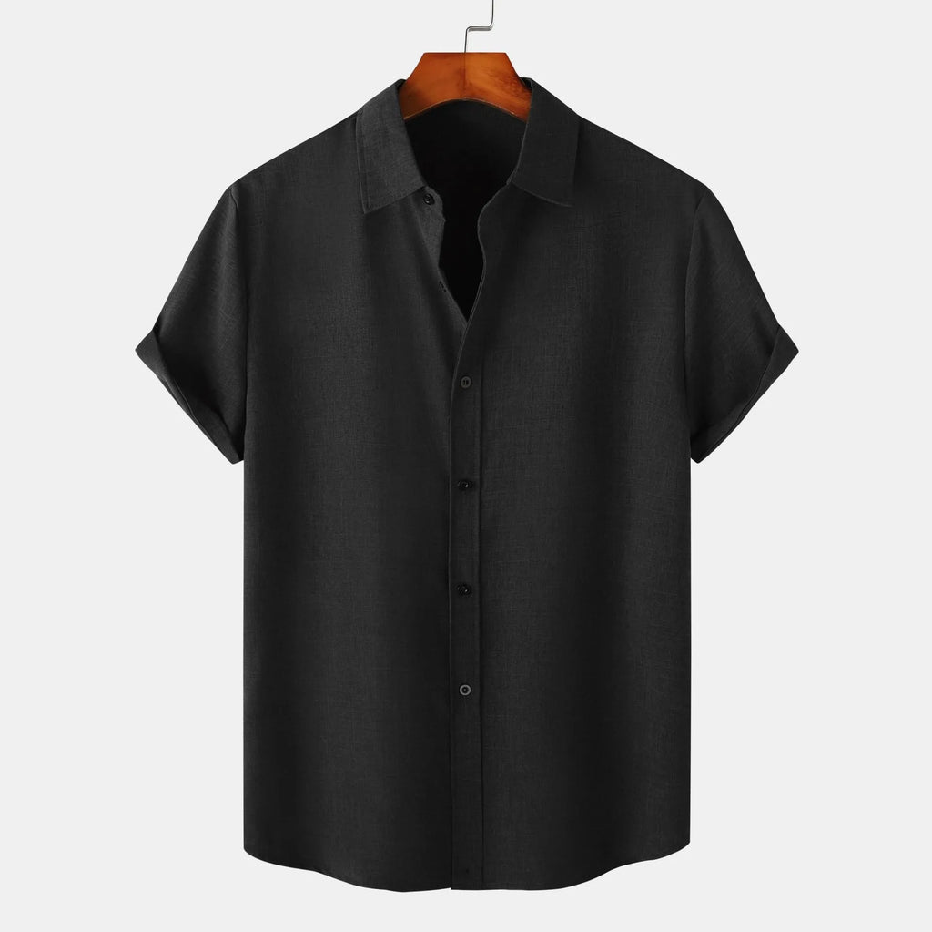 Men's Plus Size Short Sleeve Button-Up Casual Shirt.