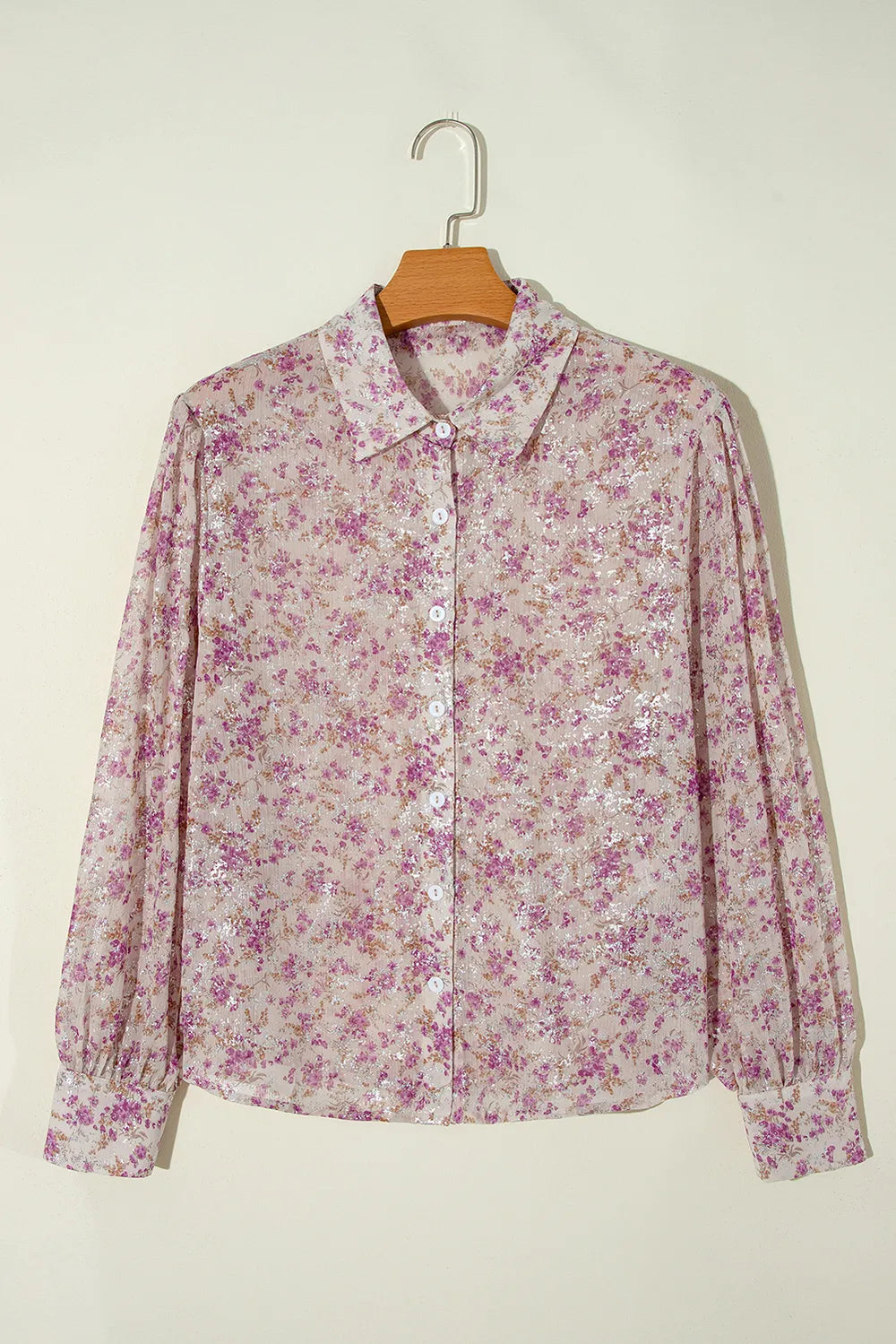 Printed Collared Neck Long Sleeve Shirt.