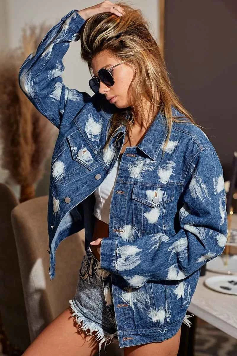BiBi Washed Tie Dye Denim Jacket.