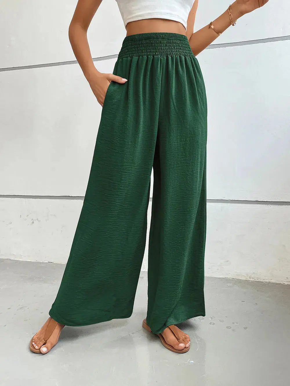 Perfee Wide Leg Pants with Pockets.