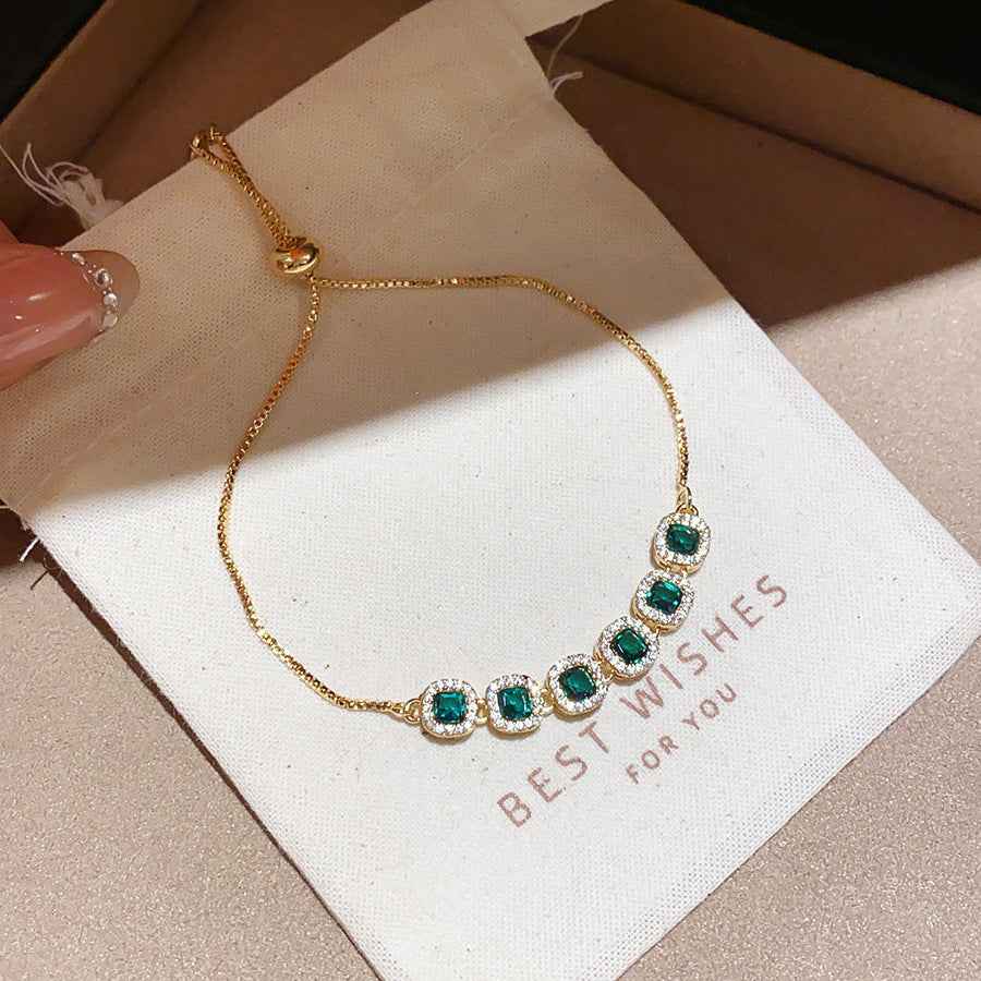 Ice Blue Zirconia Bangle K-fashion Polished Finish Bracelet Smooth Comfortable Jewelry
