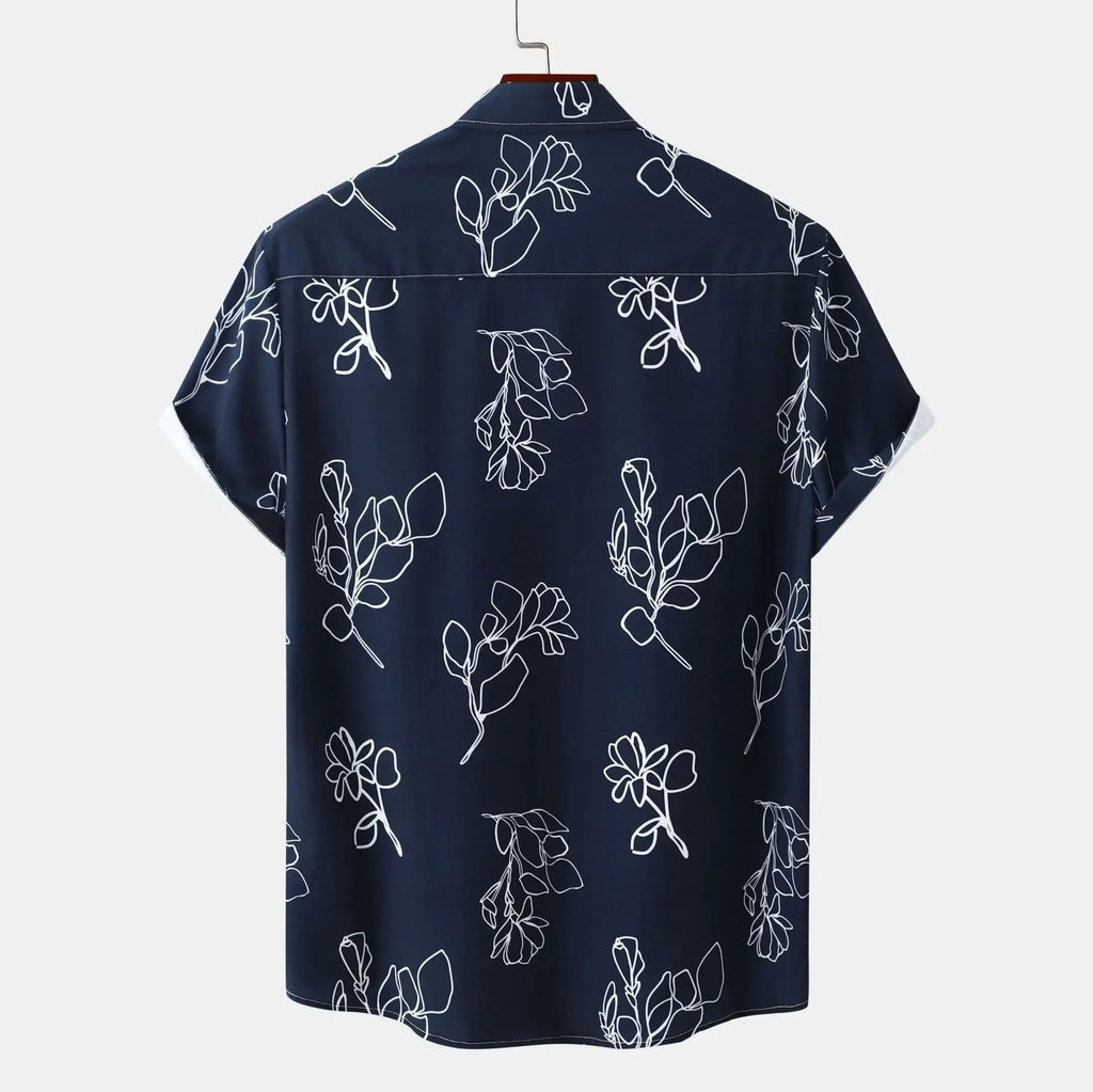 Men's Plus Size Printed Short Sleeve Casual Shirt.