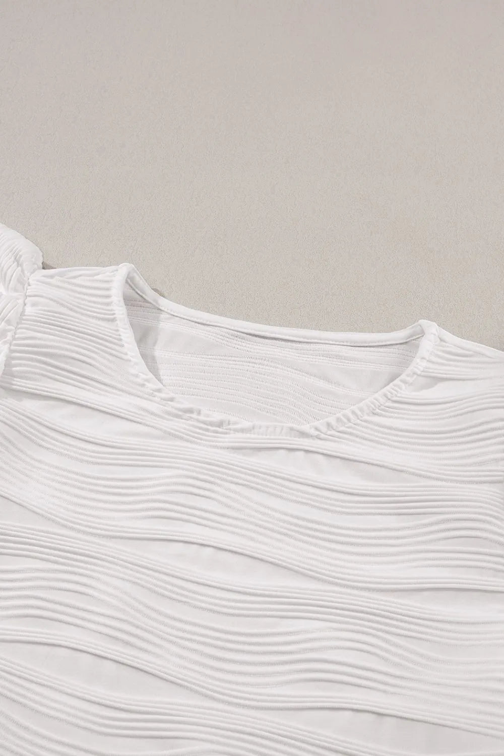 Ruffled Round Neck Textured Top.